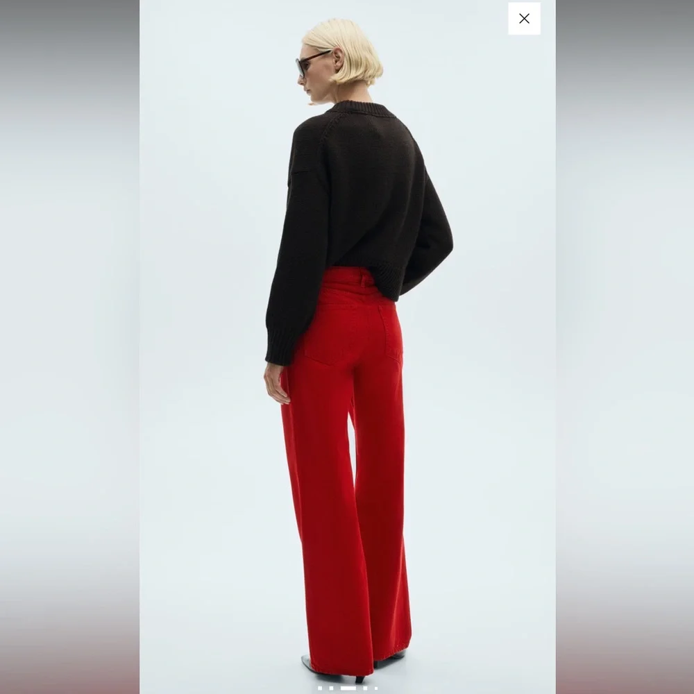 Red High Rise Jeans - Picture 3 of 4
